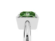 Fancy Green Princess Cut Diamond Halo Engagement Ring Set in White gold with Plain Split Shank and Prong Setting