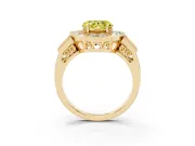 Fancy Yellow Heart Cut Diamond Milgrain Halo Ring Set in Yellow gold with Split Shank