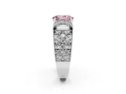 Oval Vintage Milgrain Pave Engagement Ring Setting for a Fancy Pink Lab-Grown Diamond | Crescent Side Rows | White Gold