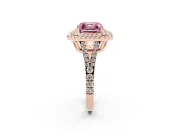 Asscher Cut Halo Engagement Ring Setting for a Fancy Pink Lab-Grown Diamond | Rose Gold - Design NV-24799