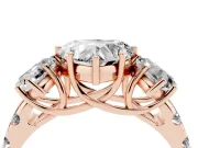 Heart-Shaped Three Stone Engagement Ring Setting | Accented Shoulders | Rose Gold