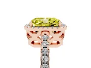 Radiant Cut Pave Halo Engagement Ring Setting for a Fancy Yellow Lab-Grown Diamond | Rose Gold