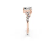 Heart-Shaped Scattered Accent Engagement Ring Setting | Slim Band | Rose Gold