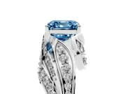 Asscher Cut Bypass Pavé Engagement Ring Setting for a Fancy Blue Lab-Grown Diamond | Graduated Pavé | Sterling Silver