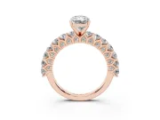 Radiant Cut Shared Prong Engagement Ring Setting | Two-Row Band | Rose Gold
