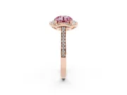 Round Halo Engagement Ring Setting for a Fancy Pink Lab-Grown Diamond | Petal Tips | Rose Gold