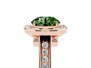 Round Rimmed Halo Engagement Ring Setting for a Fancy Green Lab-Grown Diamond | Rose Gold