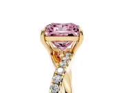 Princess Cut Crossover Engagement Ring Setting for a Fancy Pink Lab-Grown Diamond | Yellow Gold