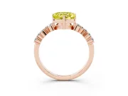 Heart-Shaped Accented Engagement Ring Setting for a Fancy Yellow Lab-Grown Diamond | Rose Gold
