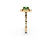Princess Cut Scalloped Halo Engagement Ring Setting for a Fancy Green Lab-Grown Diamond | Milgrain Edges | Yellow Gold