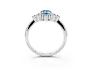 Emerald Cut Cluster Engagement Ring Setting for a Fancy Blue Lab-Grown Diamond | Sterling Silver