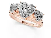 Heart-Shaped Three Stone Engagement Ring Setting | Braided Band | Rose Gold