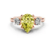 Pear-Shaped Hidden Halo Three Stone Engagement Ring Setting for a Fancy Yellow Lab-Grown Diamond | Rose Gold