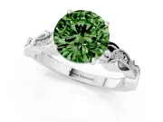 Round Vine Engagement Ring Setting for a Fancy Green Lab-Grown Diamond | Platinum