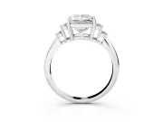 Princess Cut Cluster Accent Engagement Ring Setting | Plain Band | Sterling Silver