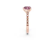 Heart-Shaped Beaded Solitaire Engagement Ring Setting for a Fancy Pink Lab-Grown Diamond | Rose Gold