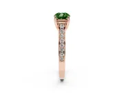 Cushion Cut Graduated Pavé Engagement Ring Setting for a Fancy Green Lab-Grown Diamond | Rose Gold