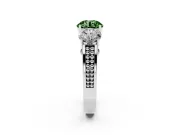 Round Engagement Ring Setting for a Fancy Green Lab-Grown Diamond | Three Stone | Sterling Silver