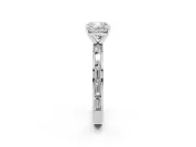 Cushion Cut Diamond Solitaire Ring Set in White gold with Channel-Set Baguette Band and Prong Setting