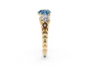 Heart-Shaped Three Stone Engagement Ring Setting for a Fancy Blue Lab-Grown Diamond | Braided Band | Yellow Gold