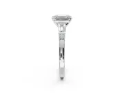 Emerald Cut Tapered Baguette Engagement Ring Setting | Bar Set Sides | Sterling Silver