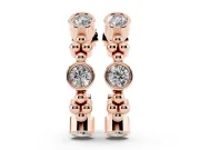 Round Lab-Grown Diamond Bezel Hoop Earrings | Metal Bead Clusters | Rose Gold