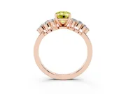 Fancy Yellow Emerald Cut Diamond Cluster Engagement Ring Set in Rose gold with Pavé Band and Prong Setting