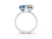 Fancy Blue Radiant Cut and Emerald Cut Toi Moi Ring Set in Platinum with Prong Setting