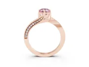 Emerald Cut Bypass Pavé Solitaire Engagement Ring Setting for a Fancy Pink Lab-Grown Diamond | Angled Head | Rose Gold
