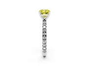 Fancy Yellow Cushion Cut Diamond Pavé Band Solitaire Set in Platinum with Prong Setting
