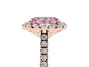 Emerald Cut Halo Engagement Ring Setting for a Fancy Pink Lab-Grown Diamond | Tapered Band | Rose Gold