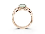 Asscher Cut Bypass Solitaire Engagement Ring Setting for a Fancy Green Lab-Grown Diamond | Pavé Strands | Rose Gold