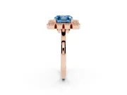 Asscher Cut Milgrain Cluster Halo Engagement Ring Setting for a Fancy Blue Lab-Grown Diamond | Plain Band | Rose Gold