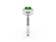 Fancy Green Cushion Cut Diamond Halo Engagement Ring Set in Platinum with Milgrain Pavé Band