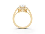 Oval Halo Engagement Ring Setting | Polished Halo Rim | Yellow Gold