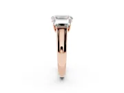 Emerald Cut Three Stone Engagement Ring Setting | Basket Prong Heads | Rose Gold