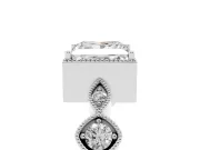 Princess Cut Diamond Vintage-Inspired Milgrain Ring Set in Silver with Marquise Stations of Round Accents