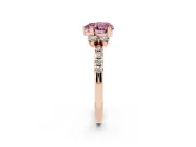 Heart-Shaped Side Stone Engagement Ring Setting for a Fancy Pink Lab-Grown Diamond | Pave Band | Rose Gold