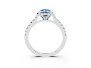 Emerald Cut Floral Engagement Ring Setting for a Fancy Blue Lab-Grown Diamond | Pavé Band | Platinum