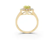 Oval Scalloped Cluster Halo Engagement Ring Setting for a Fancy Yellow Lab-Grown Diamond | Plain Band | Yellow Gold