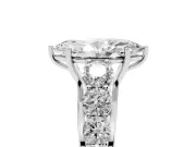 Marquise Graduated Side Stone Engagement Ring Setting | Flat Top Band | Sterling Silver