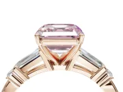 Asscher Cut Tapered Baguette Engagement Ring Setting for a Fancy Pink Lab-Grown Diamond | Rose Gold