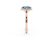 Princess Cut Halo Engagement Ring Setting for a Fancy Blue Lab-Grown Diamond | Plain Polished Band | Rose Gold