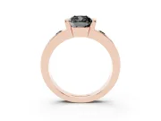 Fancy Black Cushion Cut Diamond Channel-Set Band Ring Set in Rose gold with Bezel Prong Setting
