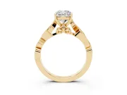 Cushion Cut Vintage Vine Solitaire Engagement Ring Setting | Milgrain Leaves | Yellow Gold