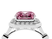 Asscher Cut Halo Engagement Ring Setting for a Fancy Pink Lab-Grown Diamond | Bezel Station Shoulders | White Gold