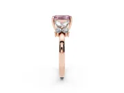 Fancy Pink Emerald Cut Diamond Floral Cluster Ring Set in Rose gold with Marquise Petals and Prong Setting