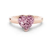 Heart-Shaped Solitaire Engagement Ring Setting for a Fancy Pink Lab-Grown Diamond | Flat Tab Prongs | Rose Gold
