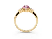 Cushion Cut Cluster Engagement Ring Setting for a Fancy Pink Lab-Grown Diamond | Yellow Gold