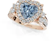 Heart-Shaped Halo Engagement Ring Setting for a Fancy Blue Lab-Grown Diamond | Graduated Channel Band | Rose Gold